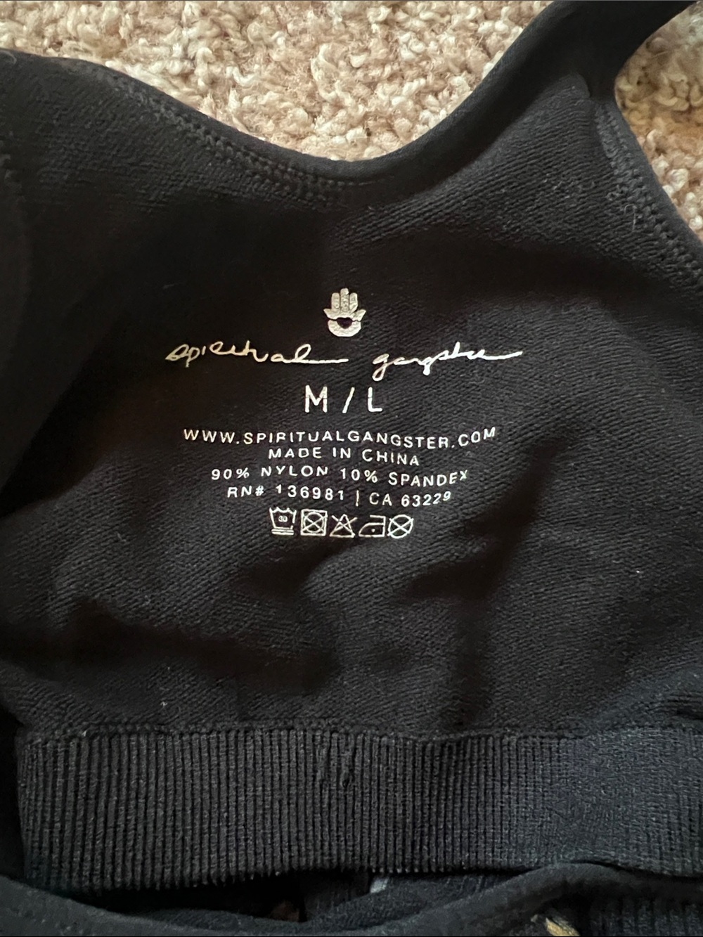 Spiritual Gangster Black Ribbed Crop Tank Top with Tie-Dye Stripes - Picture 8 of 8